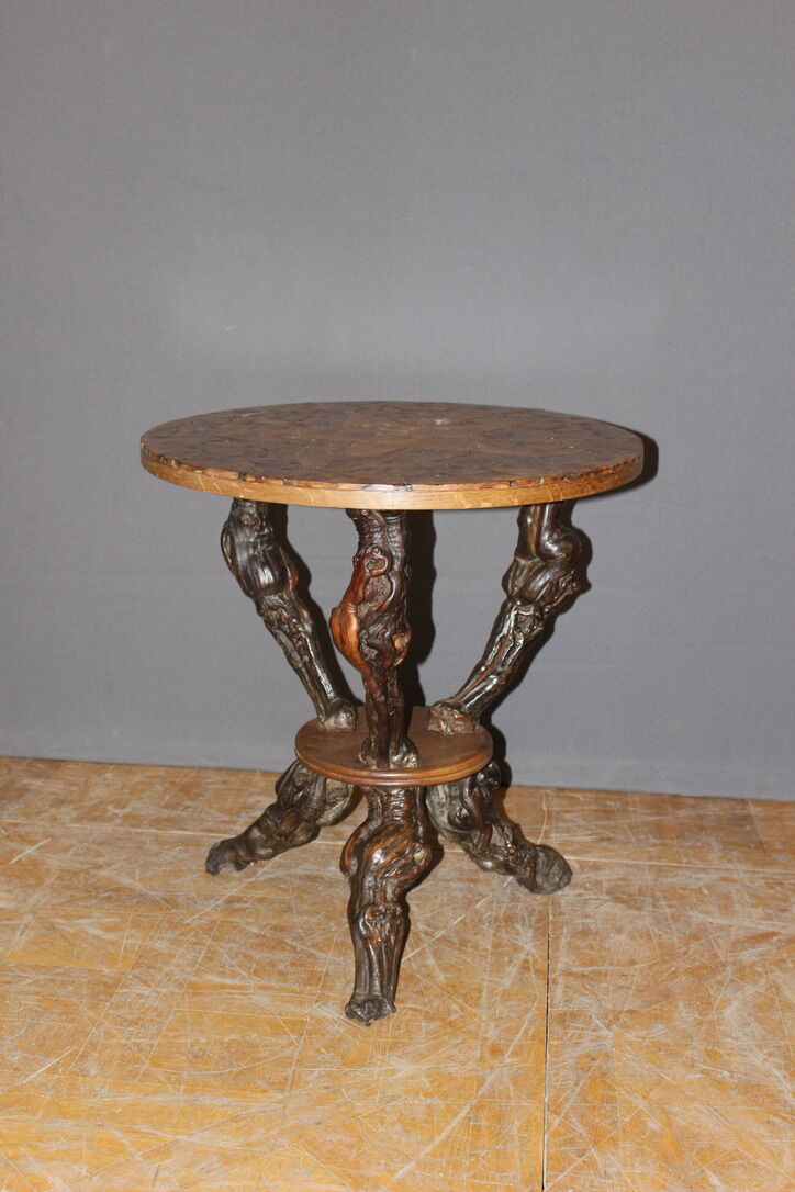 Guéridon brutaliste en cep de vigne vers 1950