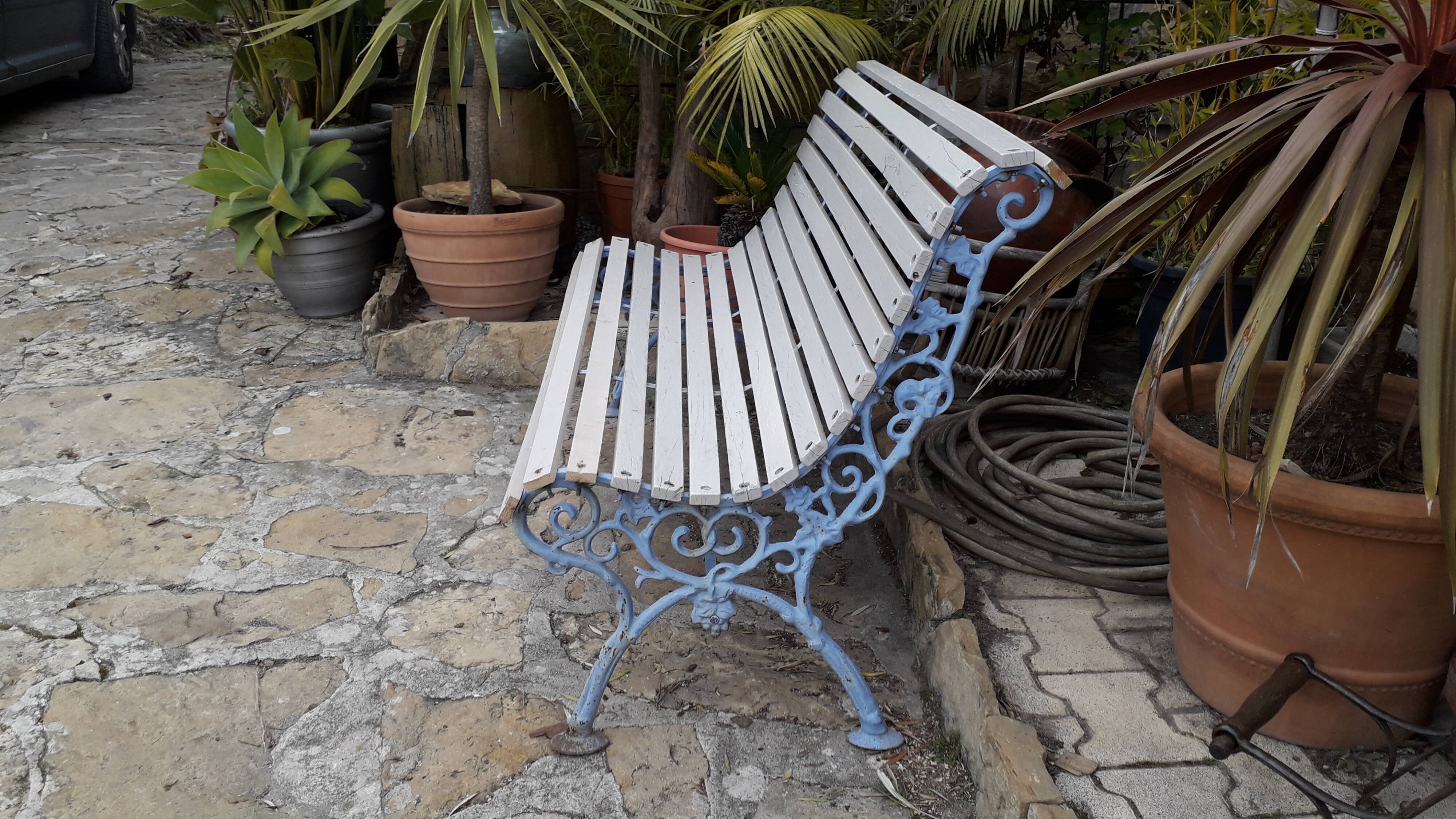 Garden bench or interior feet hoof wrought iron wood