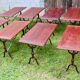 9 tables bistrot en bois et fer forgé, 1900