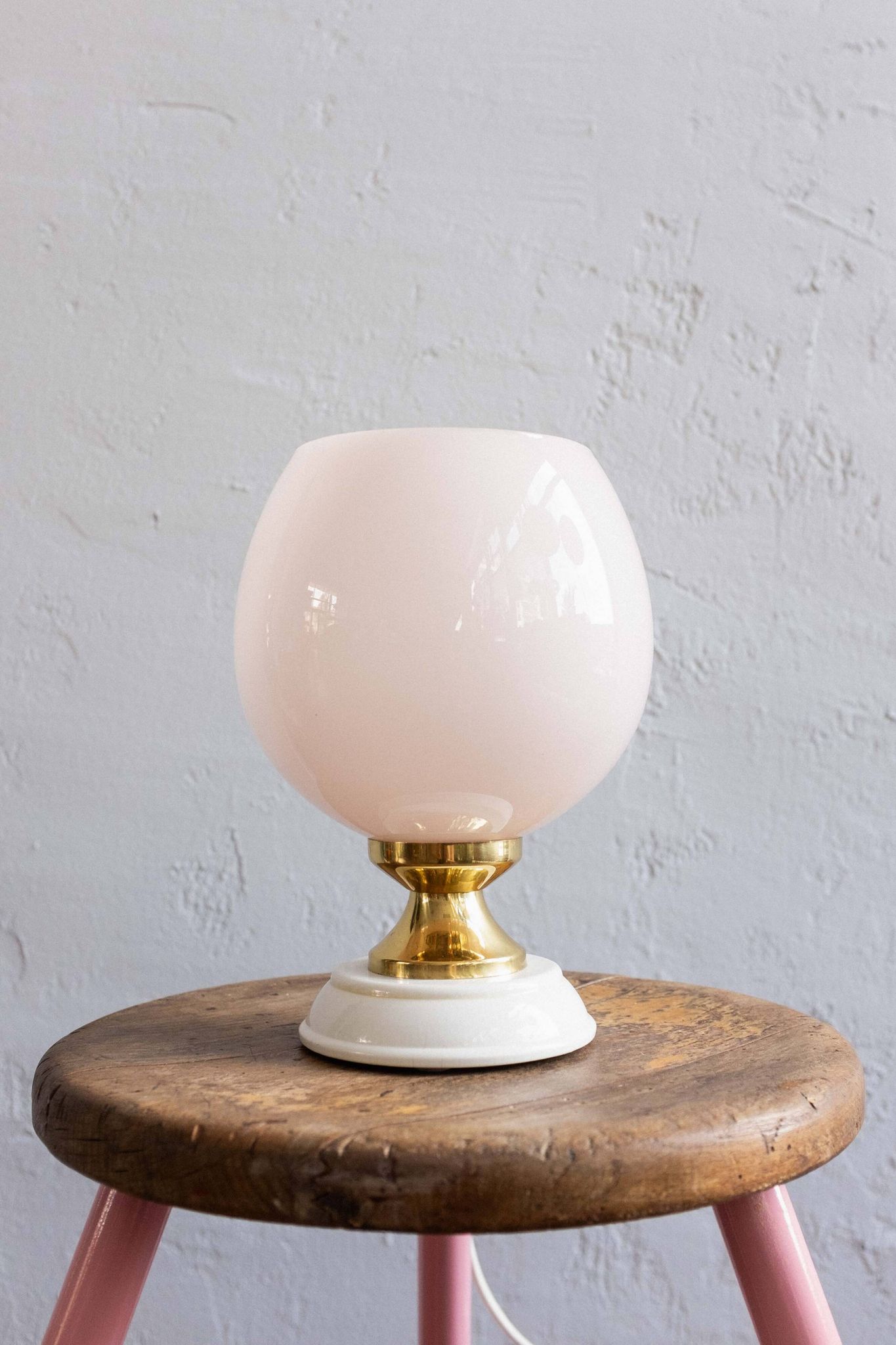 Vintage Czechoslovak Powder Pink Glass Table Lamp, 1970s