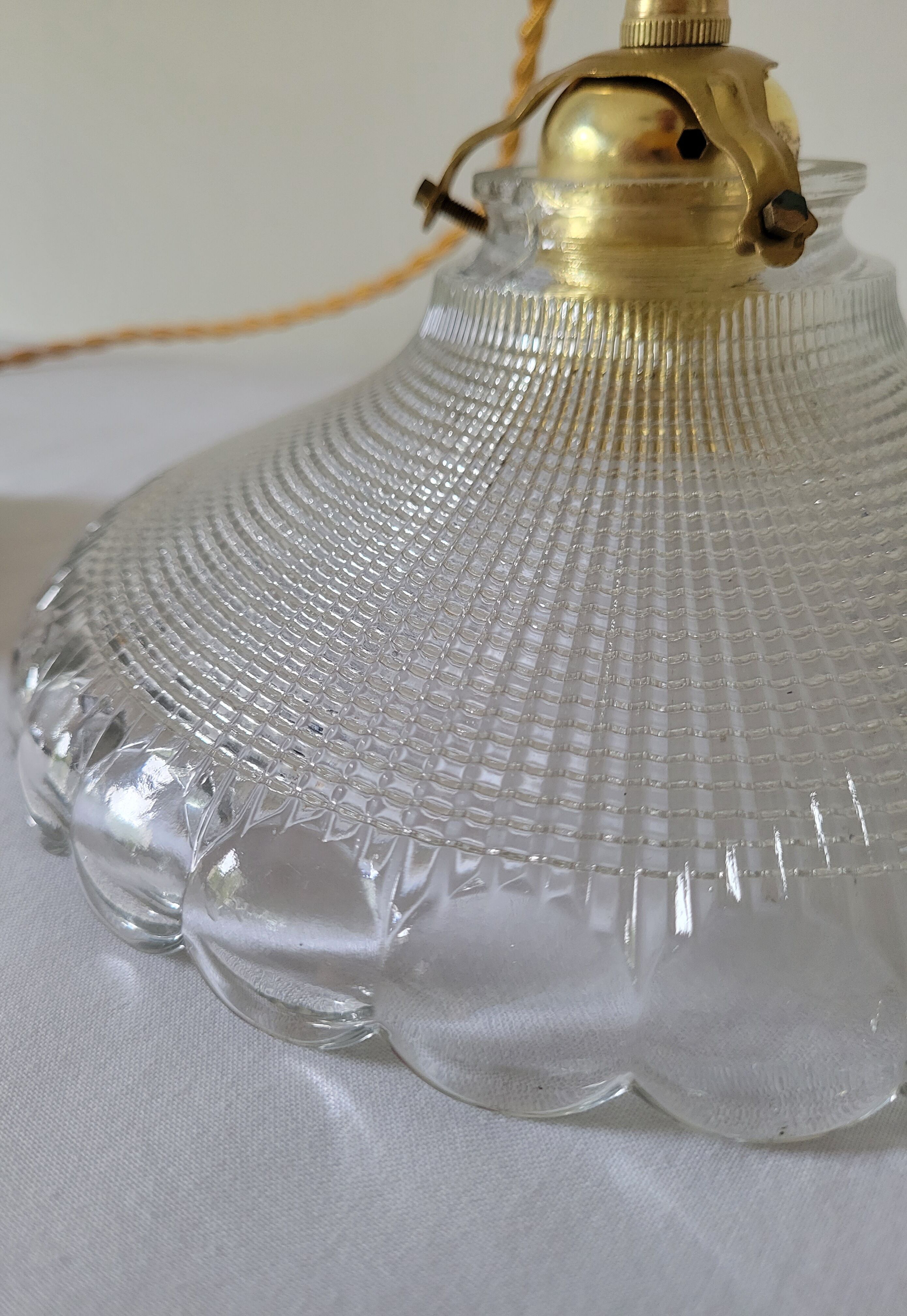 Holophane glass pendant lamp