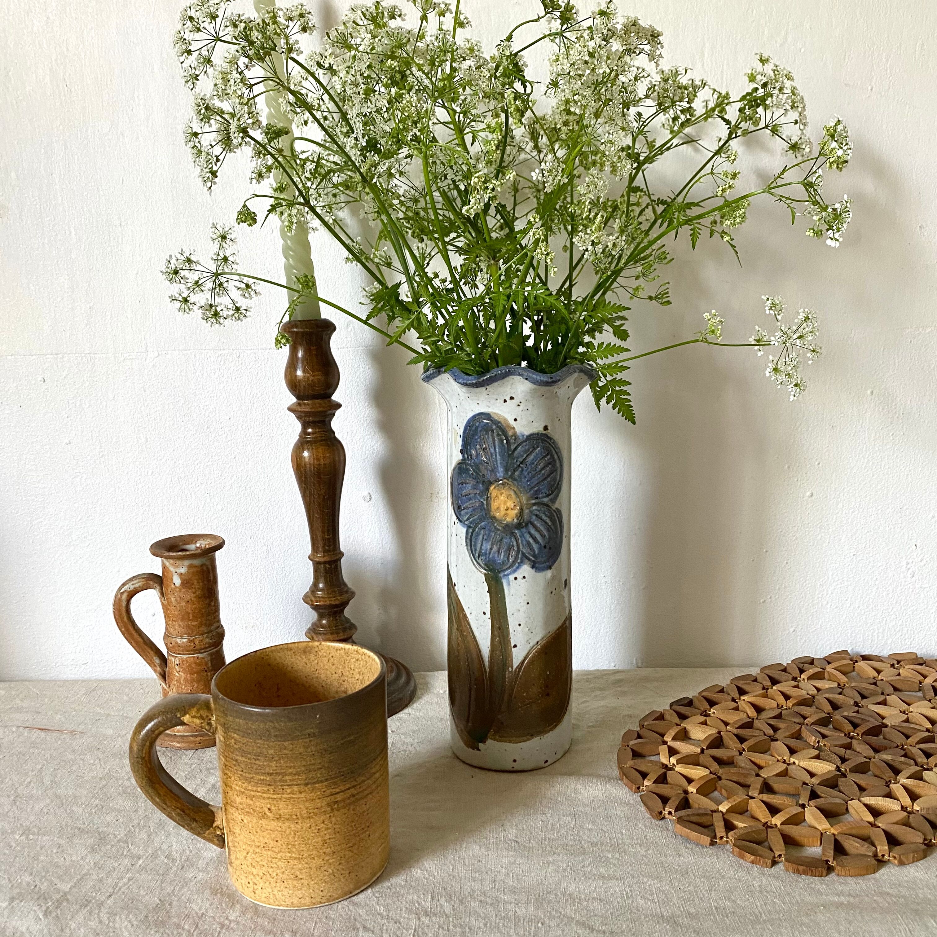 Tall stoneware vase