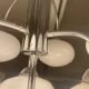 10-light chandelier in opaline and chrome-plated metal, 1960