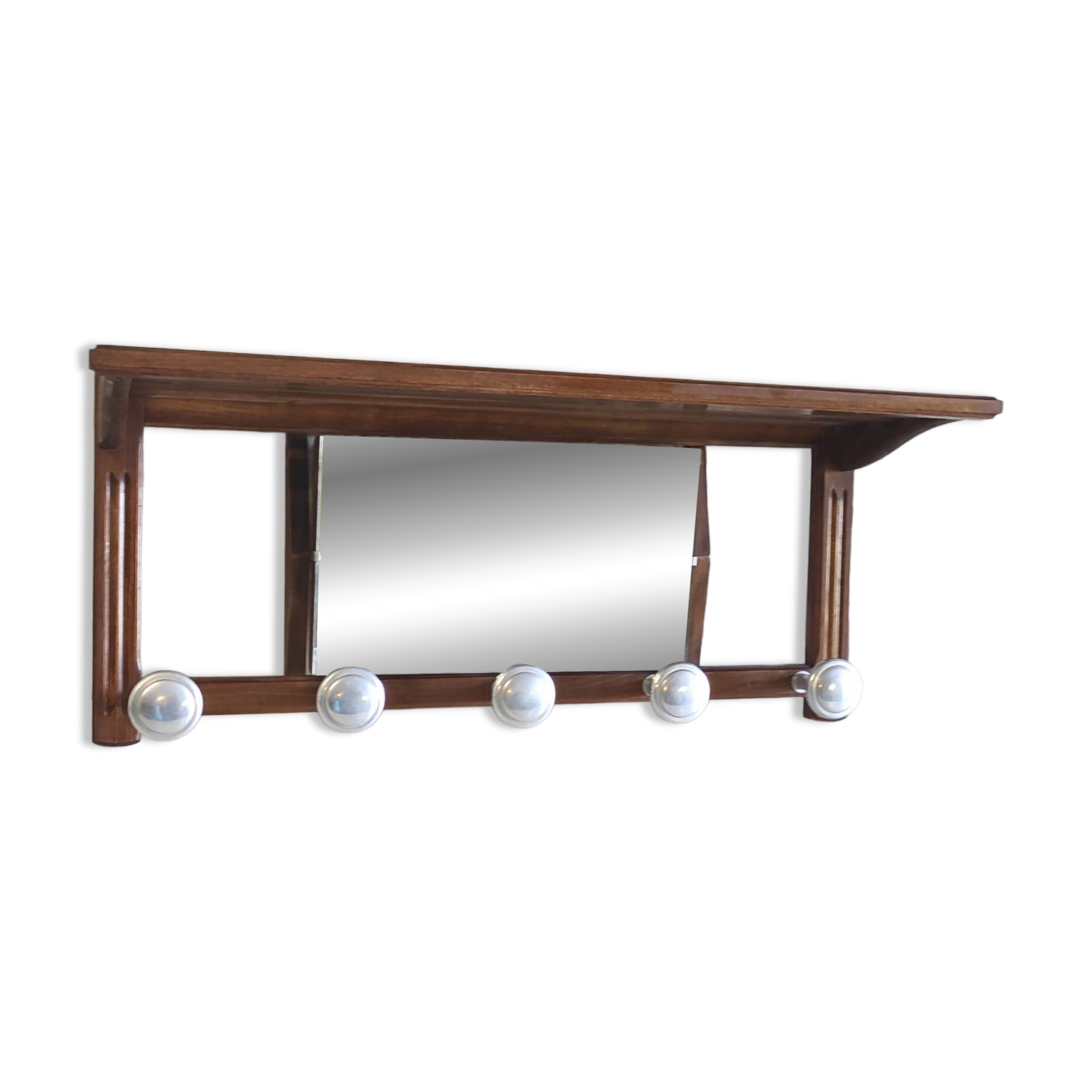 Solid wood and chrome metal coat rack - mid 20th century.