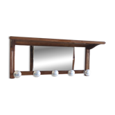 Coat rack in solid wood and chrome metal - mid 20th century.