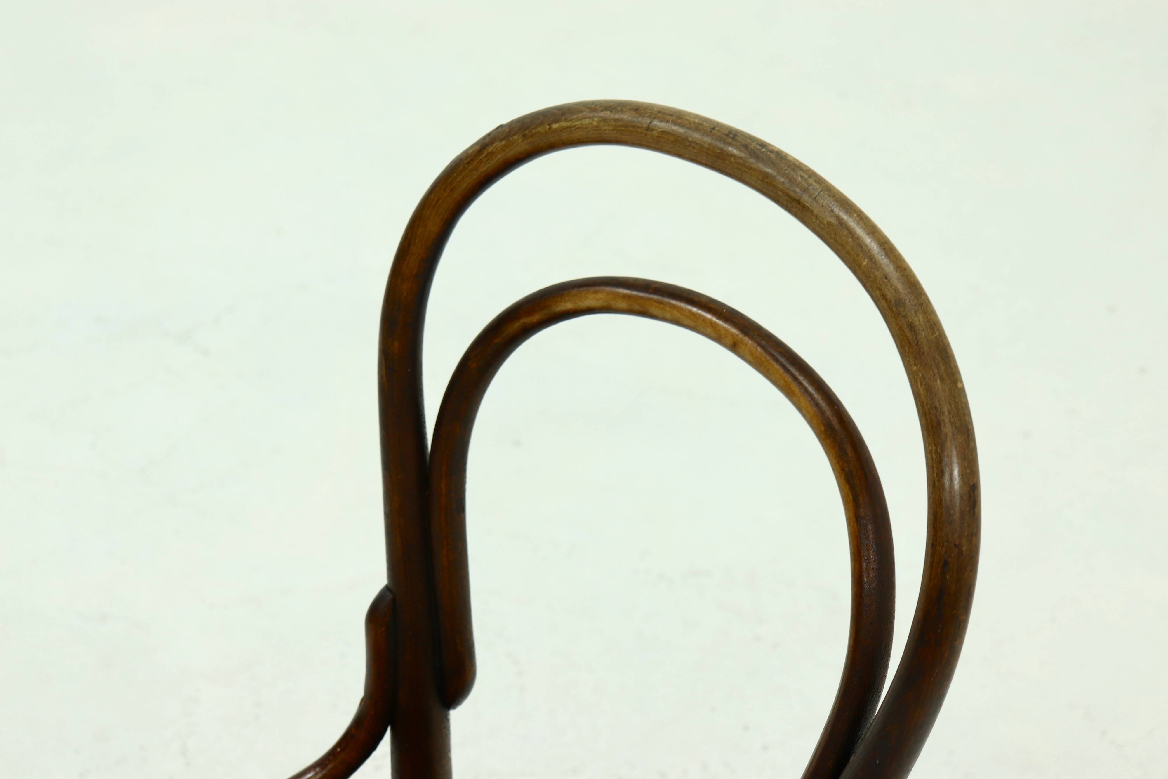 Antique Thonet Bistro Chair with Decorative Legs and Perforated Seat 1920s