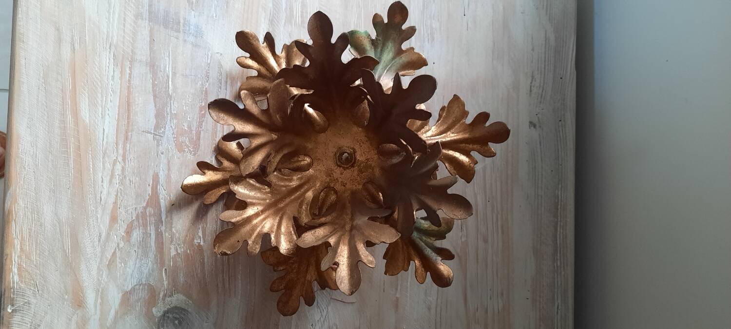 Pairs of golden foliage-style wall lights