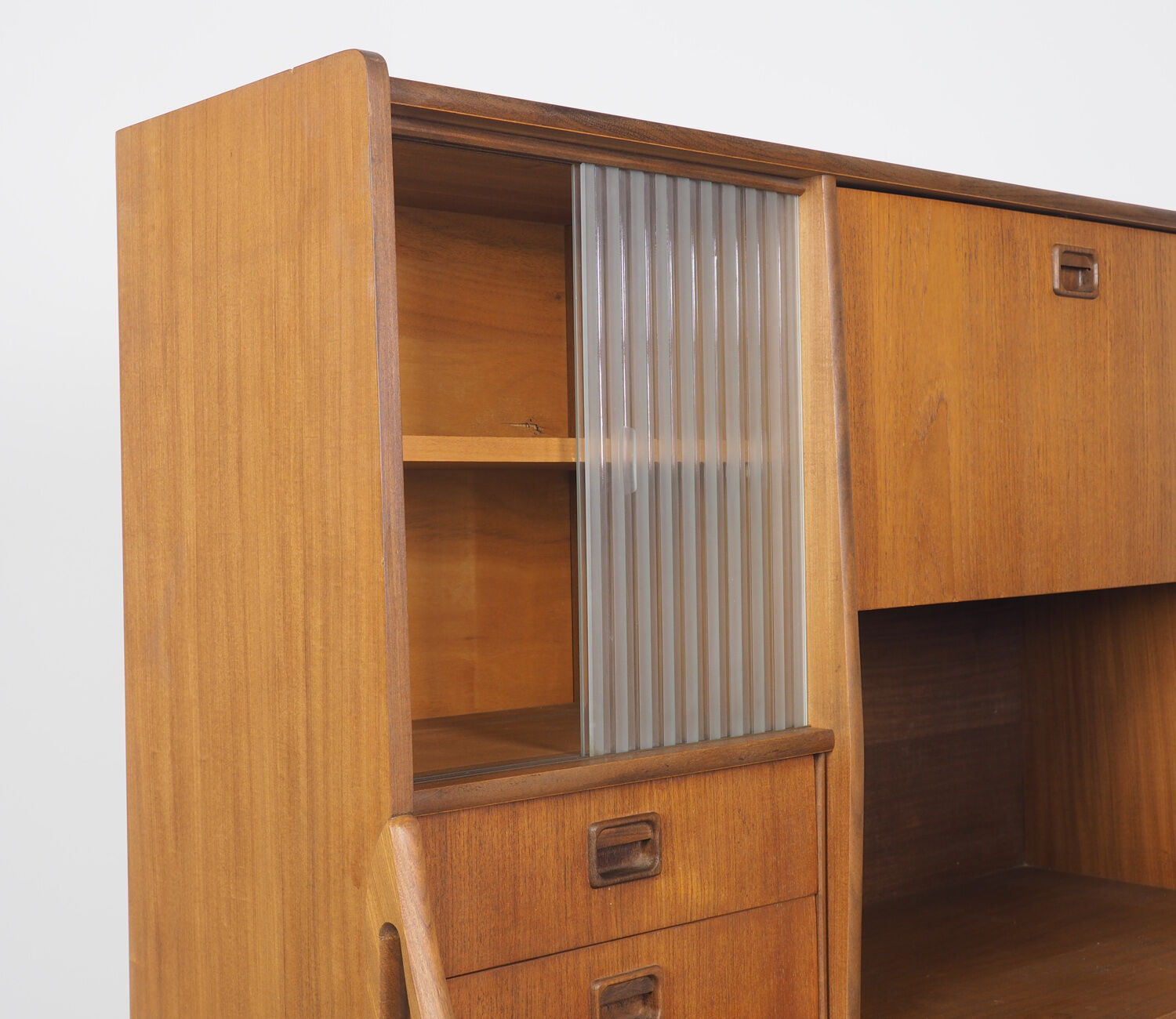 Vintage dutch teak buffet with showcase 1960