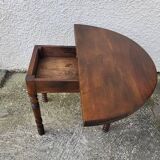 Half moon table in solid walnut louis philippe from the 19th century