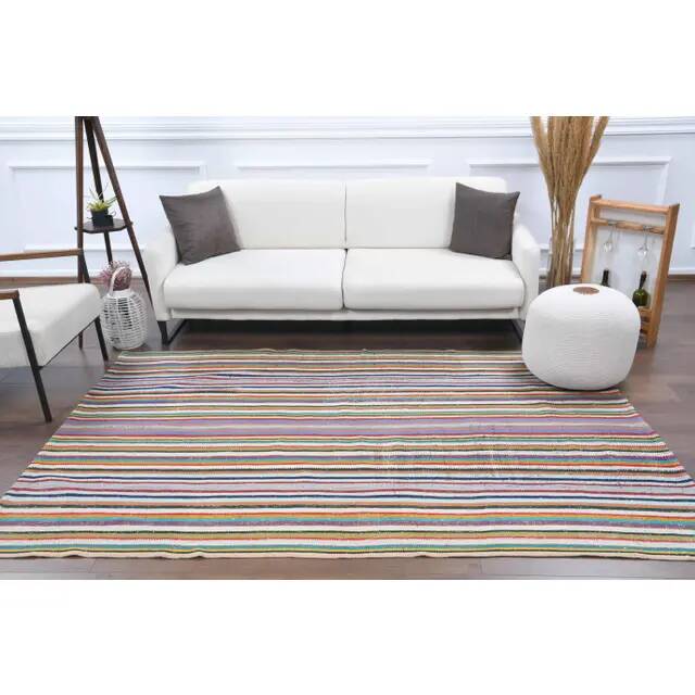 Tapis kilim vintage turc Oushak fait à la main en laine et coton vert