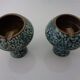 Vintage Indian Copper & Turquoise Stone Ashtrays, 1960s, Set of 2