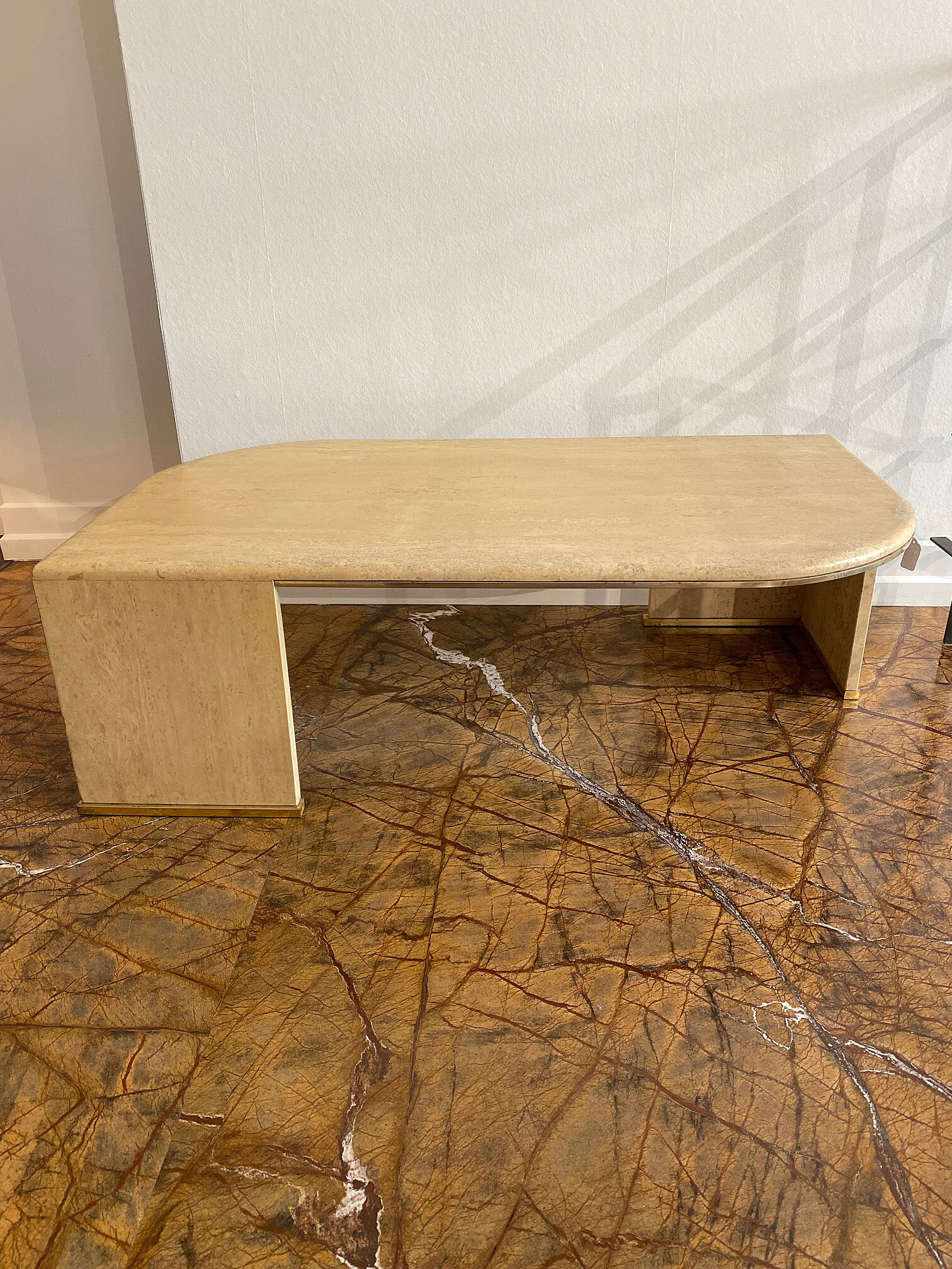 Italian Mid-Century Travertine Coffee Table