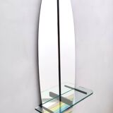 Miroir d'entrée mural ovale et table console avec plateau en verre