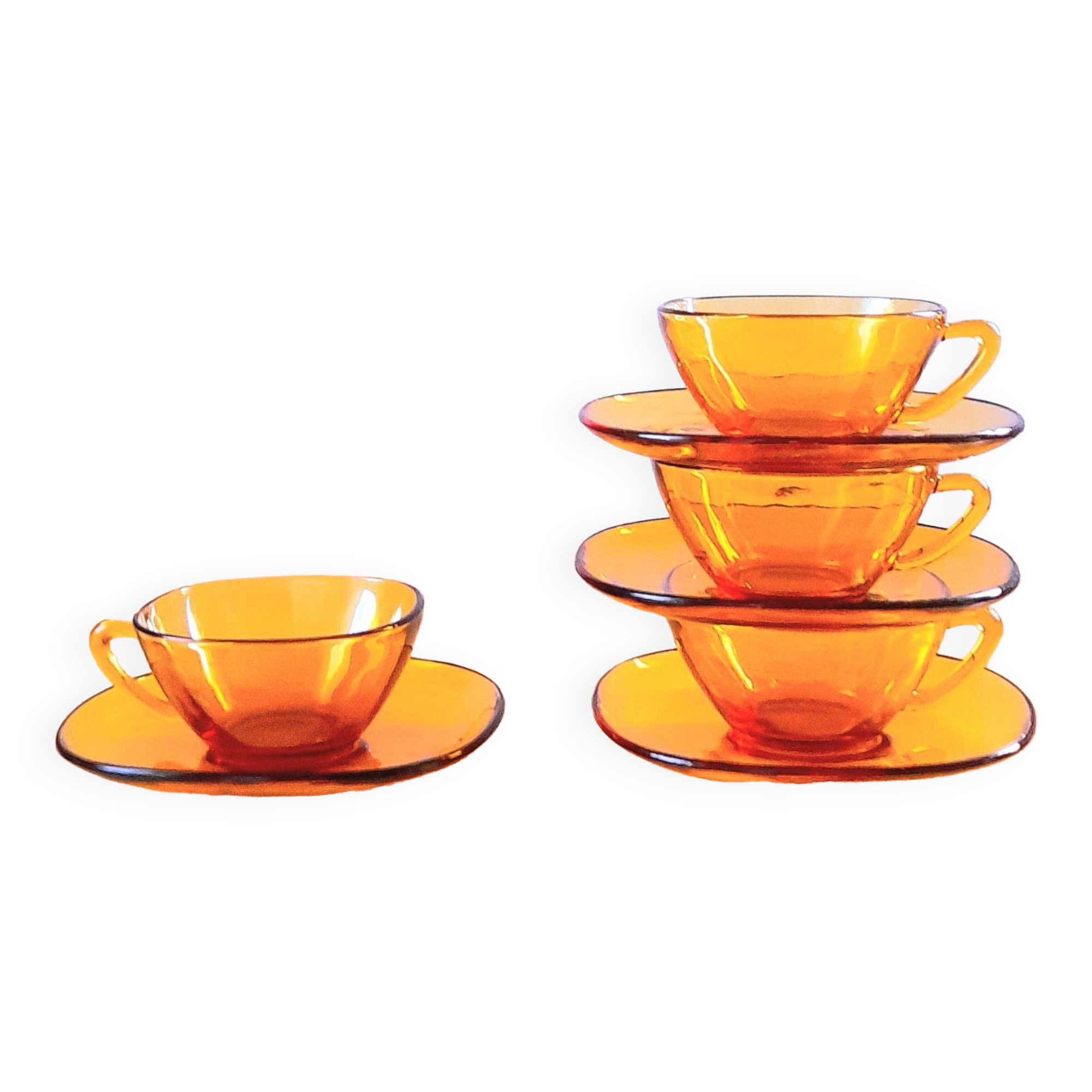 70s amber glass cups