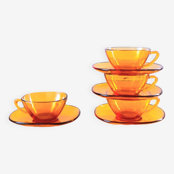 70s amber glass cups
