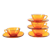 70s amber glass cups