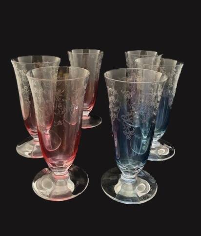 6 Arques crystal flutes stamped CDA