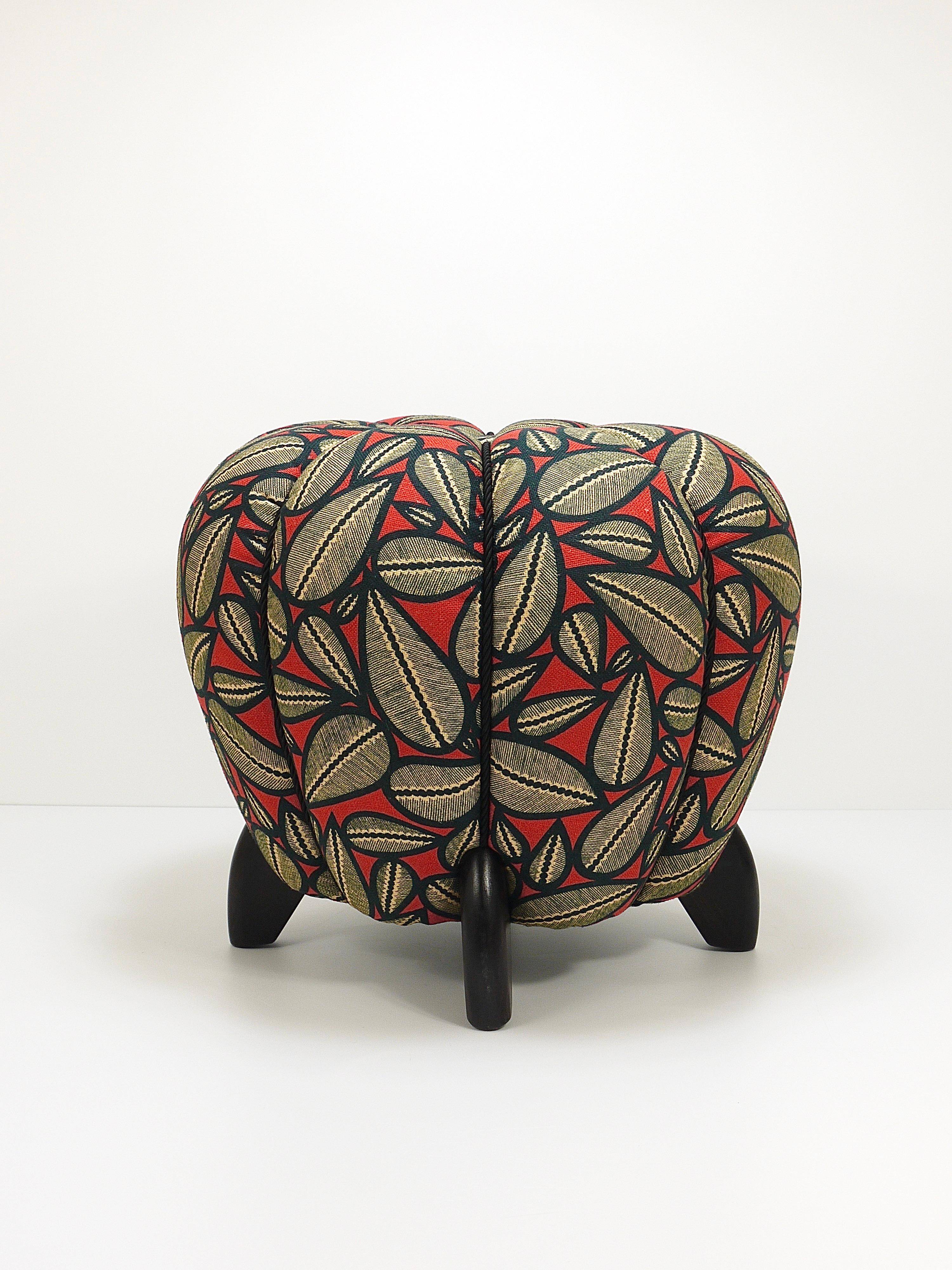 up to 3 Art Deco stools by Jindrich Halabala, leaf pattern, pouf, ottoman, 1930s