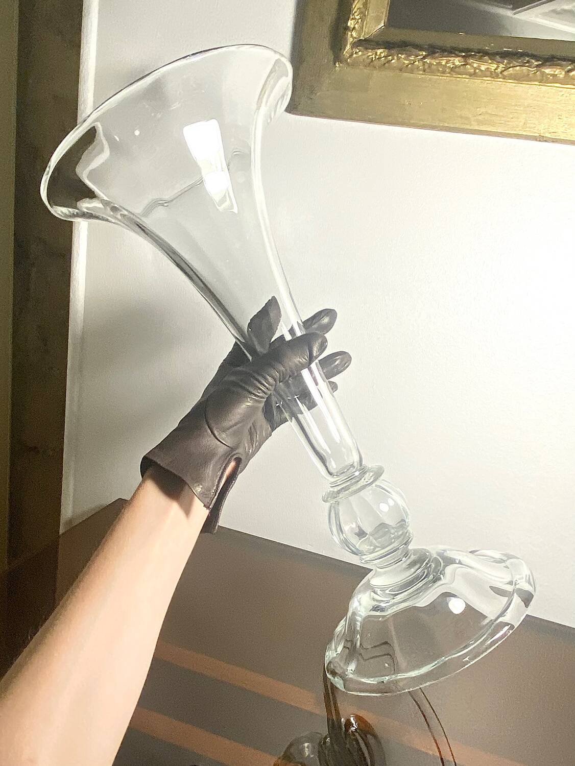 Giant crystal vase legras et cie