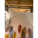 Contemporary Murano Style White With Murrise Multicolor Pendant