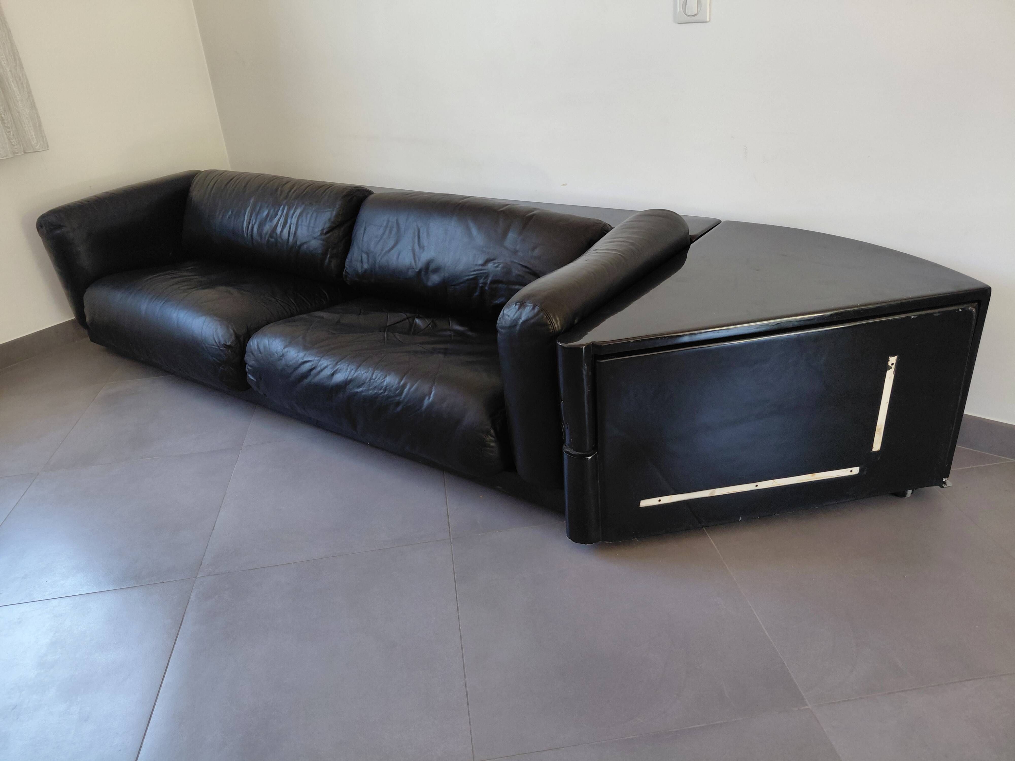 Cini Boeri - Gradual Lounge Sofa Black Leather Knoll/Gavina
