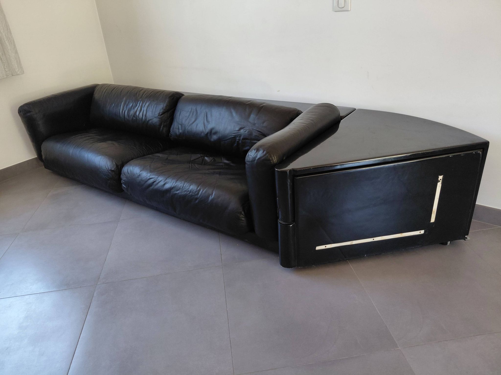 Cini Boeri - Gradual Lounge Sofa Black Leather Knoll/Gavina