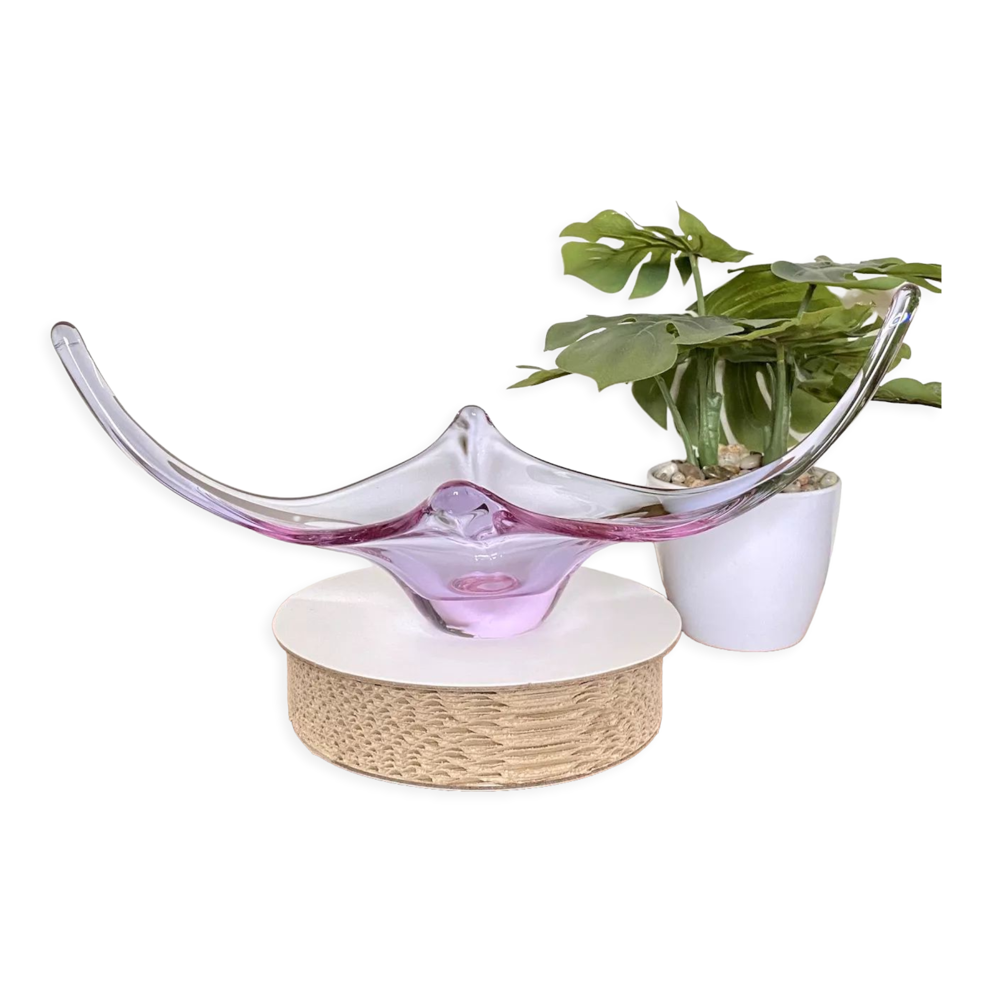 Murano - organic glass sculpture center bowl - Lilac