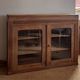 Narrow antique solid wood buffet - glass doors