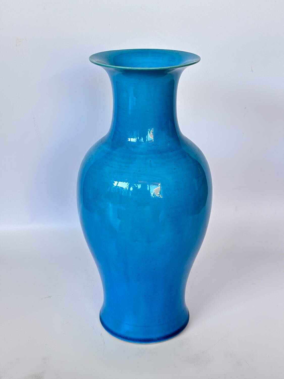 Large turquoise porcelain vase