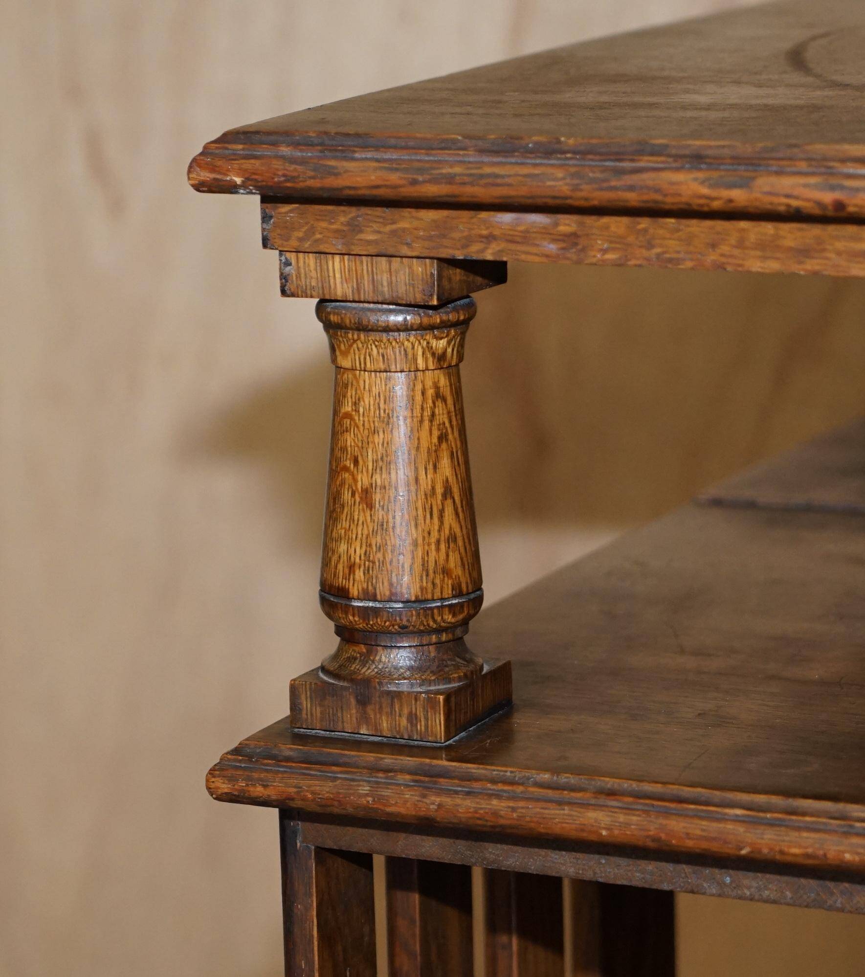 Victorian oak revolving library table circa 1880.