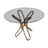 Round table in chrome and smoked glass