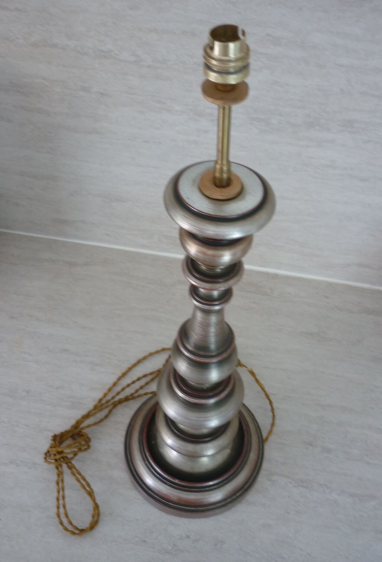 Old turned wooden lamp foot