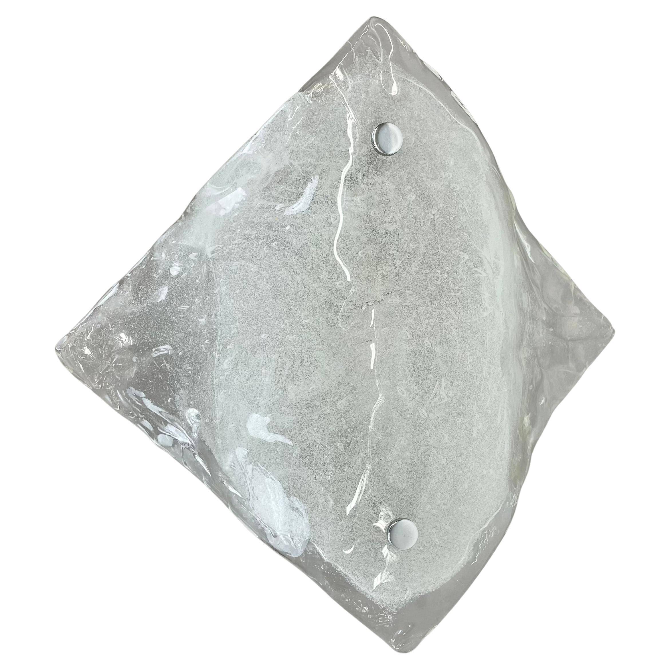 Large Organic Hollywood Regency Ice Glass Wall Light by Kalmar Lights, 1970