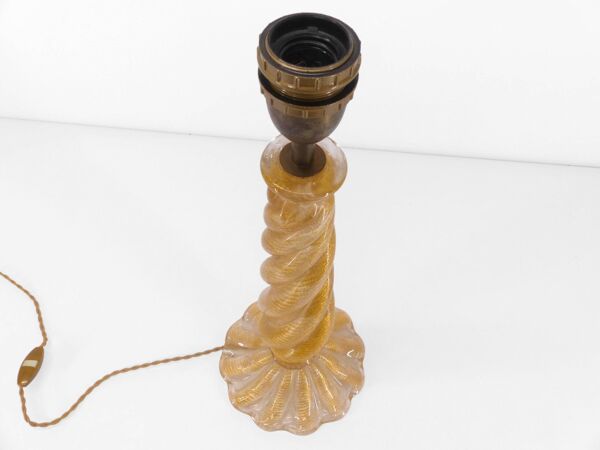 Pied de lampe Murano à fût colonne torsadée 1960
