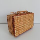 Vintage wicker suitcase