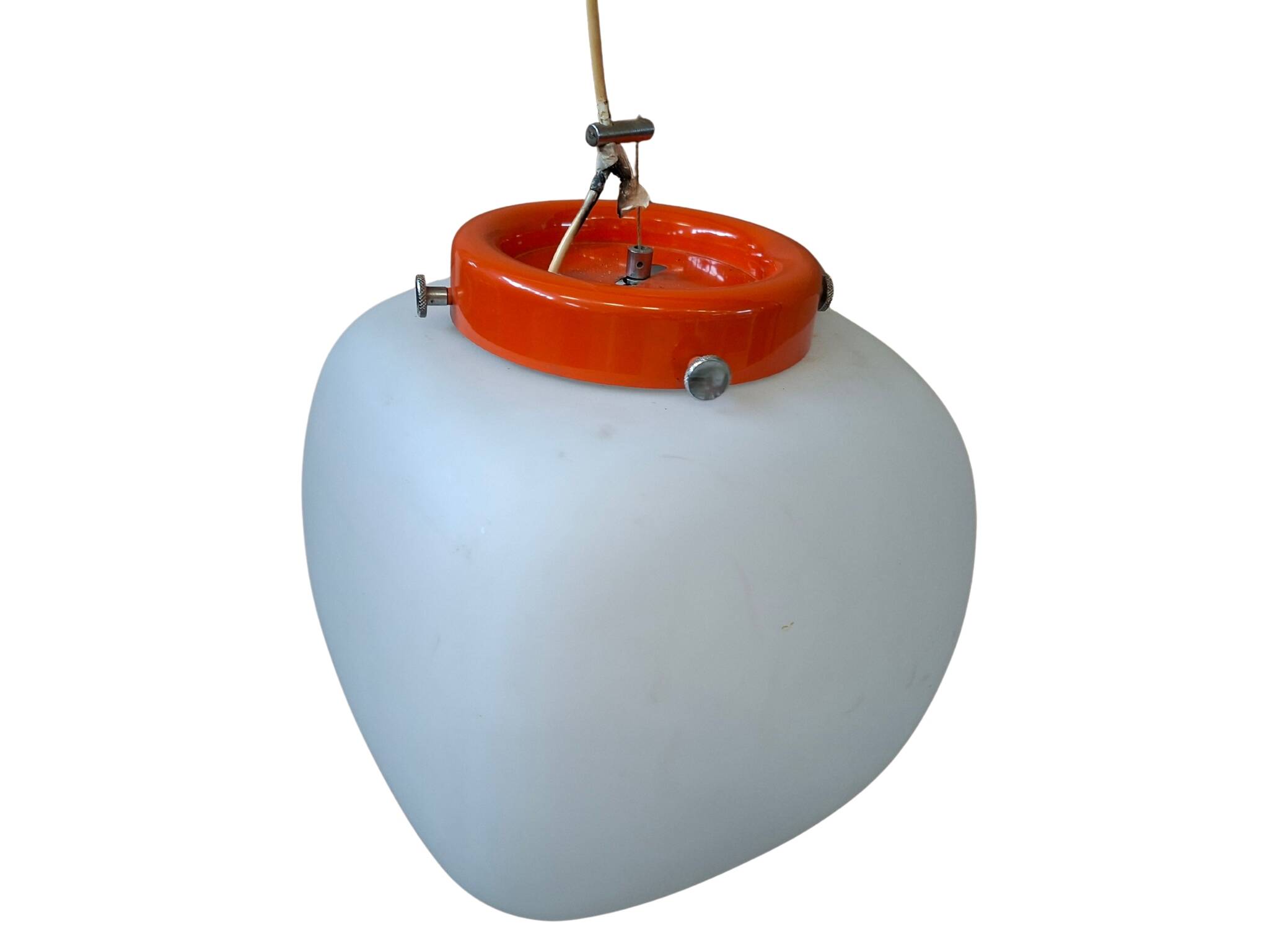 Lampada a Sospensione Vintage Space Age Anni '70 – Vetro Opalino e Arancion