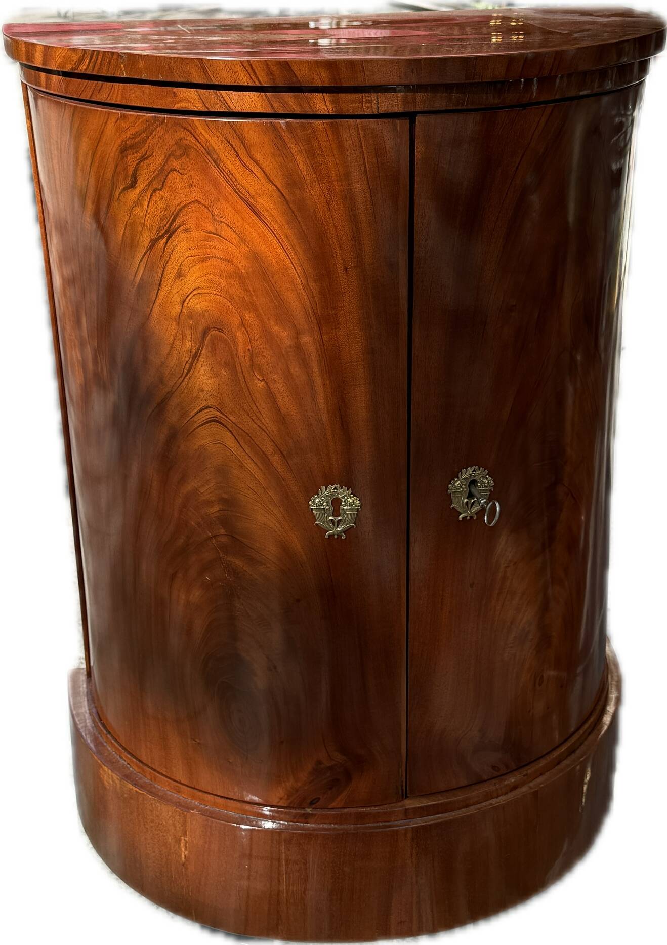 Antique Biedermeier Demi-Lune Mahogany Cabinet 1820