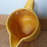 Digoin Sarreguemines barbotine pitcher with wicker decor