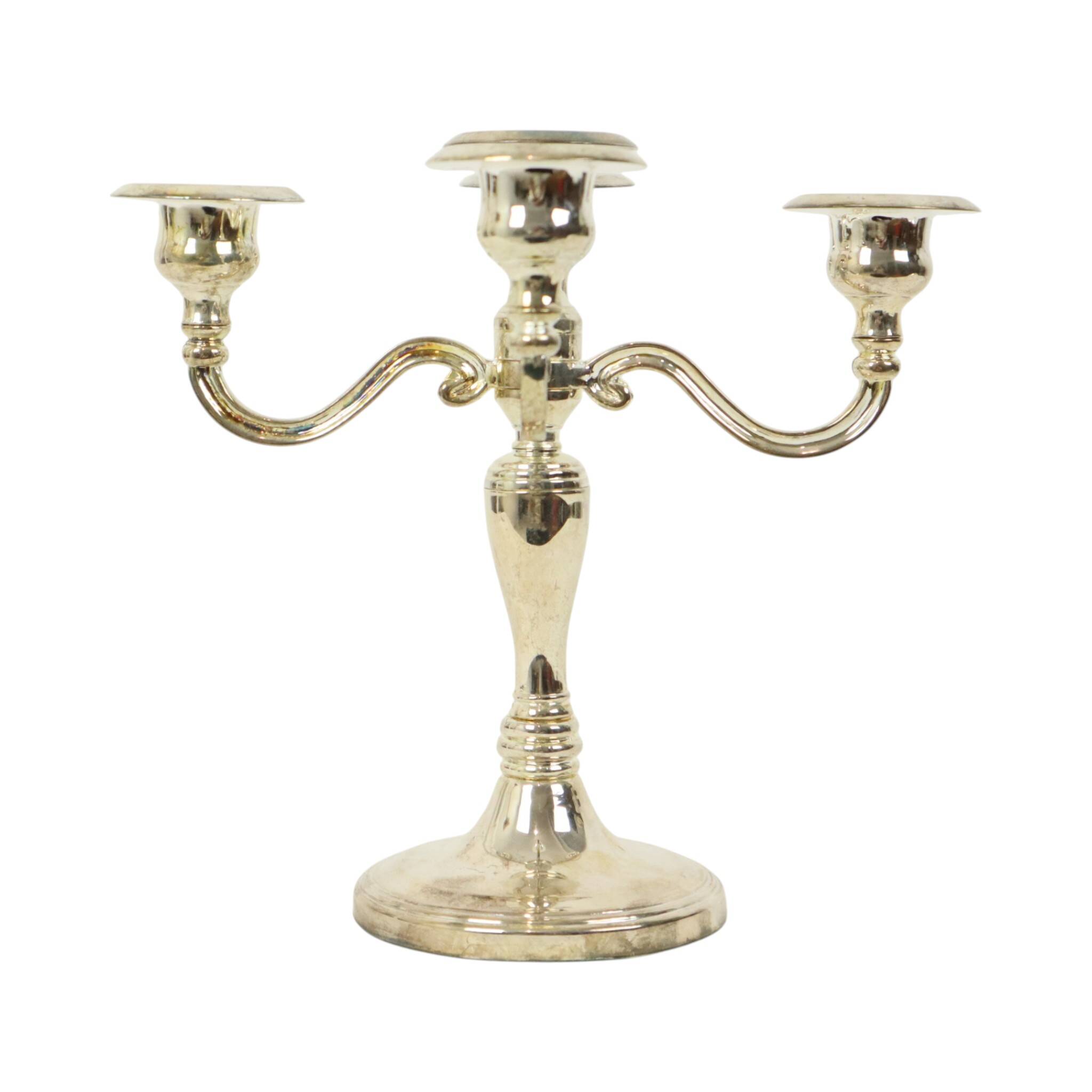 Vintage Candlestick Silver-Plated Metal Adjustable 20cm