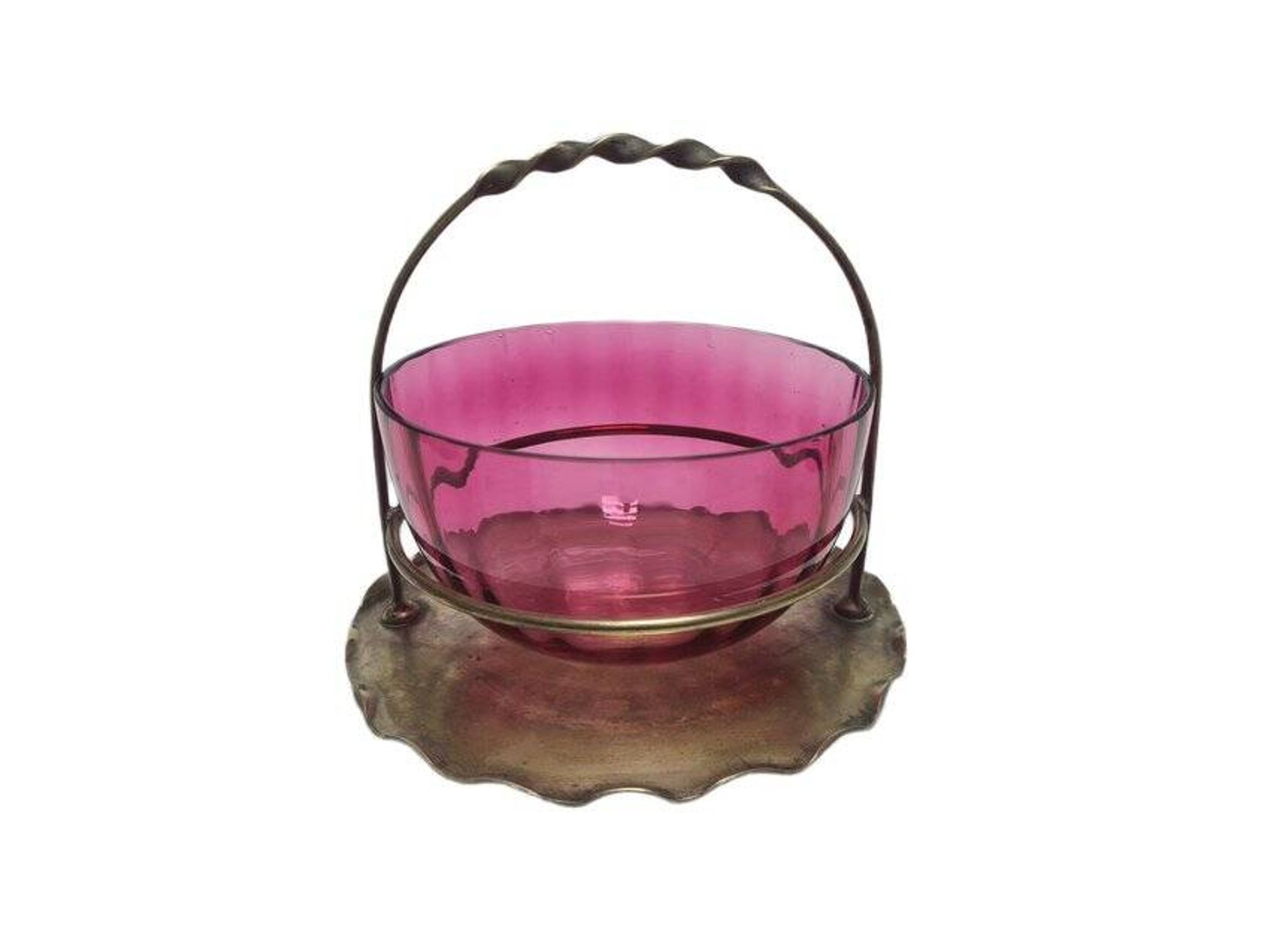 Panier britannique Art Nouveau antique, années 1900