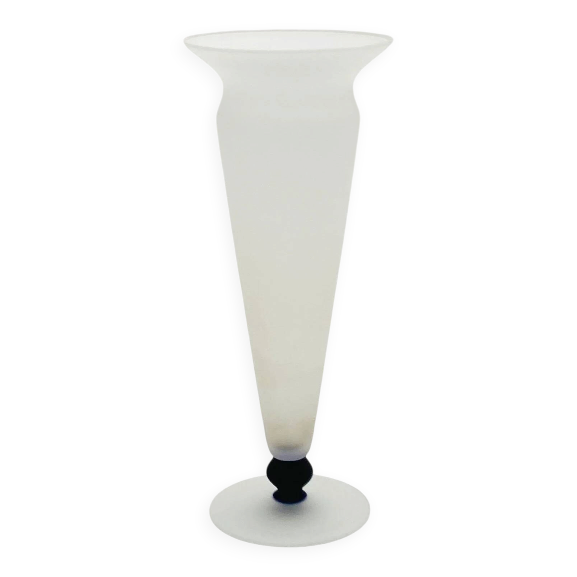 Satin-finished glass conical vase
