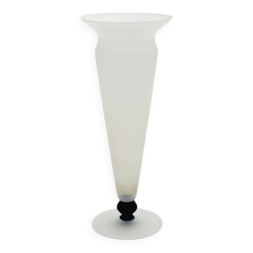 Satin-finished glass conical vase