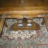 Extendable cabinetmaker's table in solid oak and 6 fabric chairs