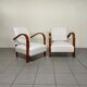 Pair of Art Deco Armchairs in Curved Wood, Italian Manufacture, 1930s - 1940s
