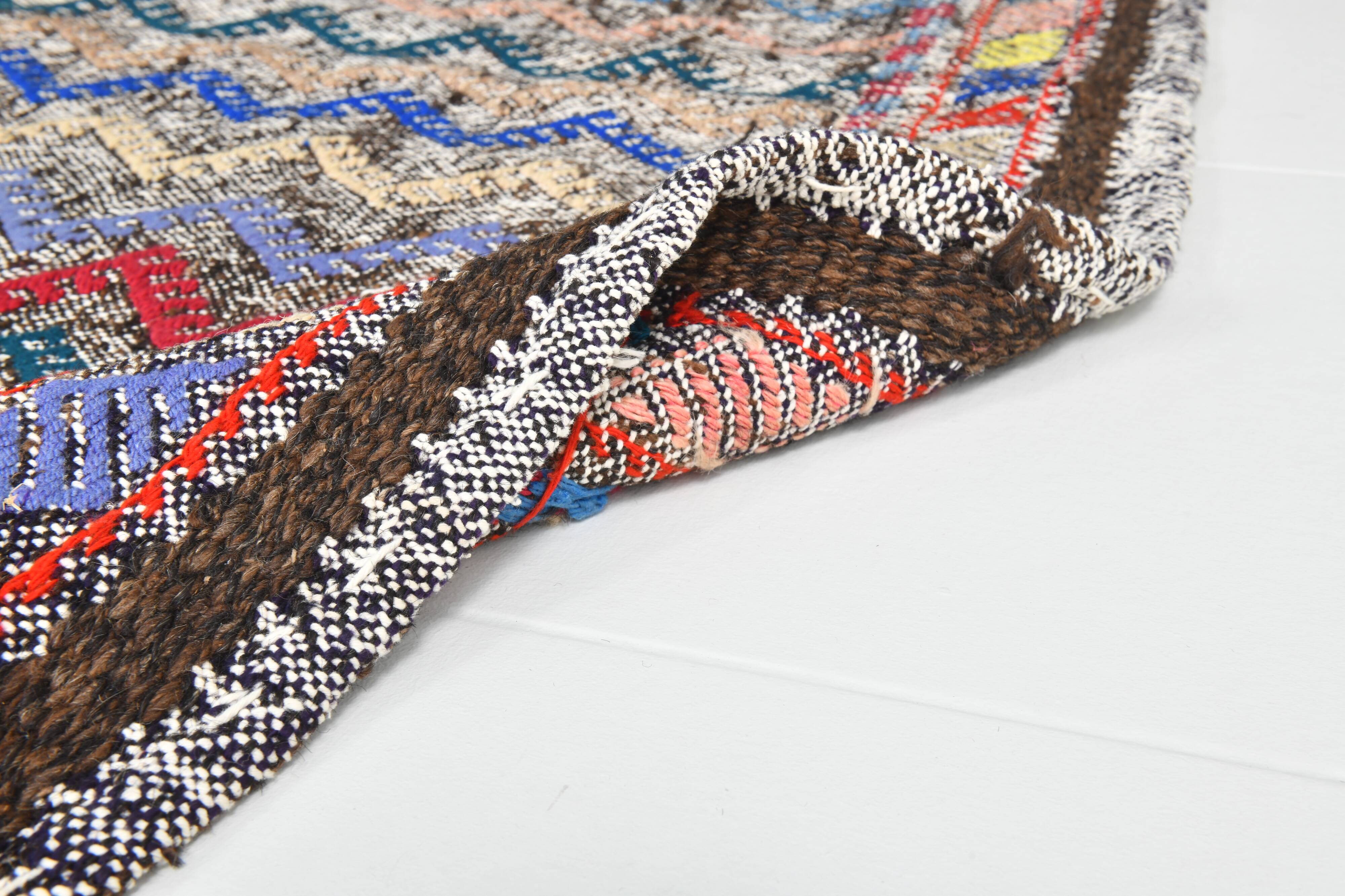 Tapis kilim vintage multicolore à motifs zigzag géométriques, 184x274 cm