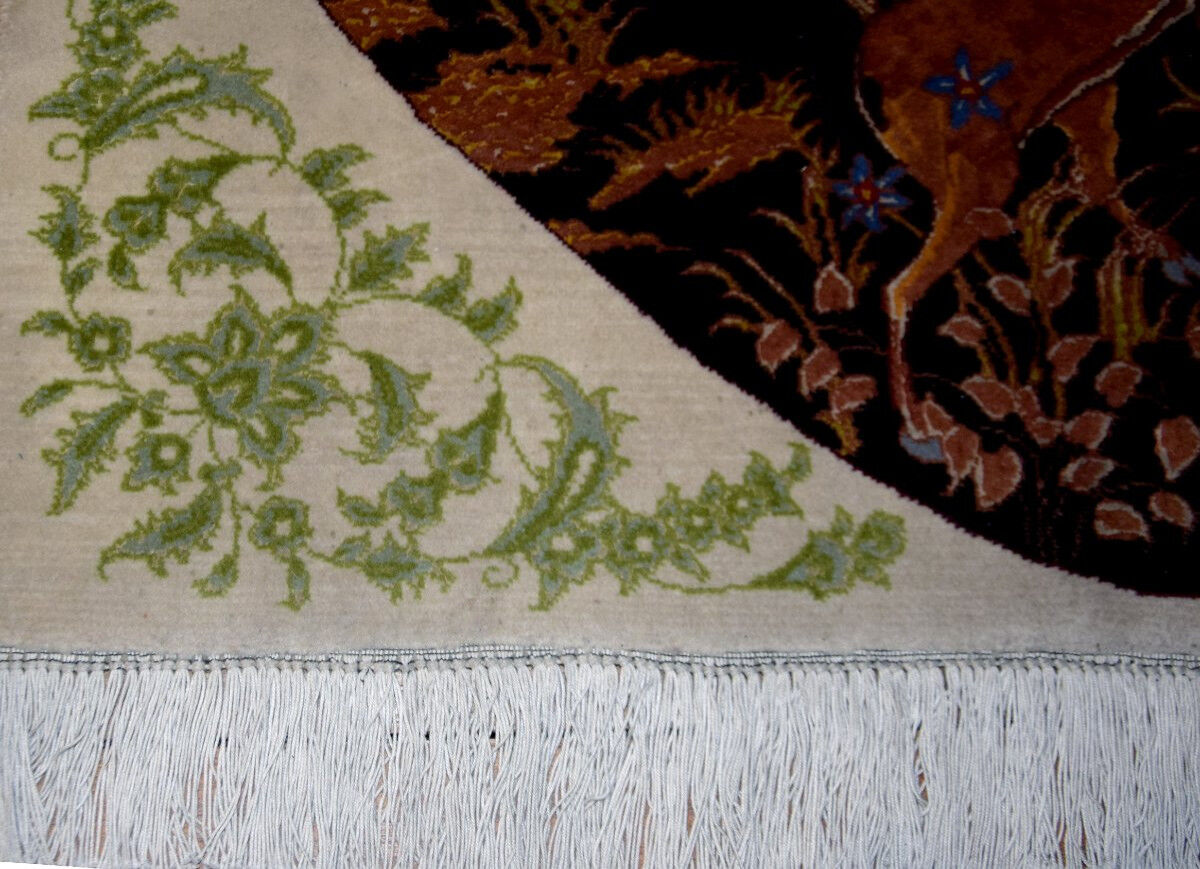 Oriental carpet TABRIZ Iran Wool and Silk: 95 x 75 cm - "Galerie Sardje"