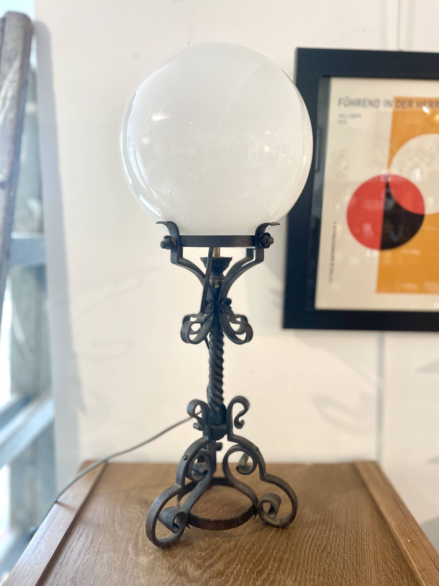 Art Nouveau lamp in wrought iron