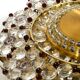 Mid Century Modern ceiling lamp made of glass stones and brass frame