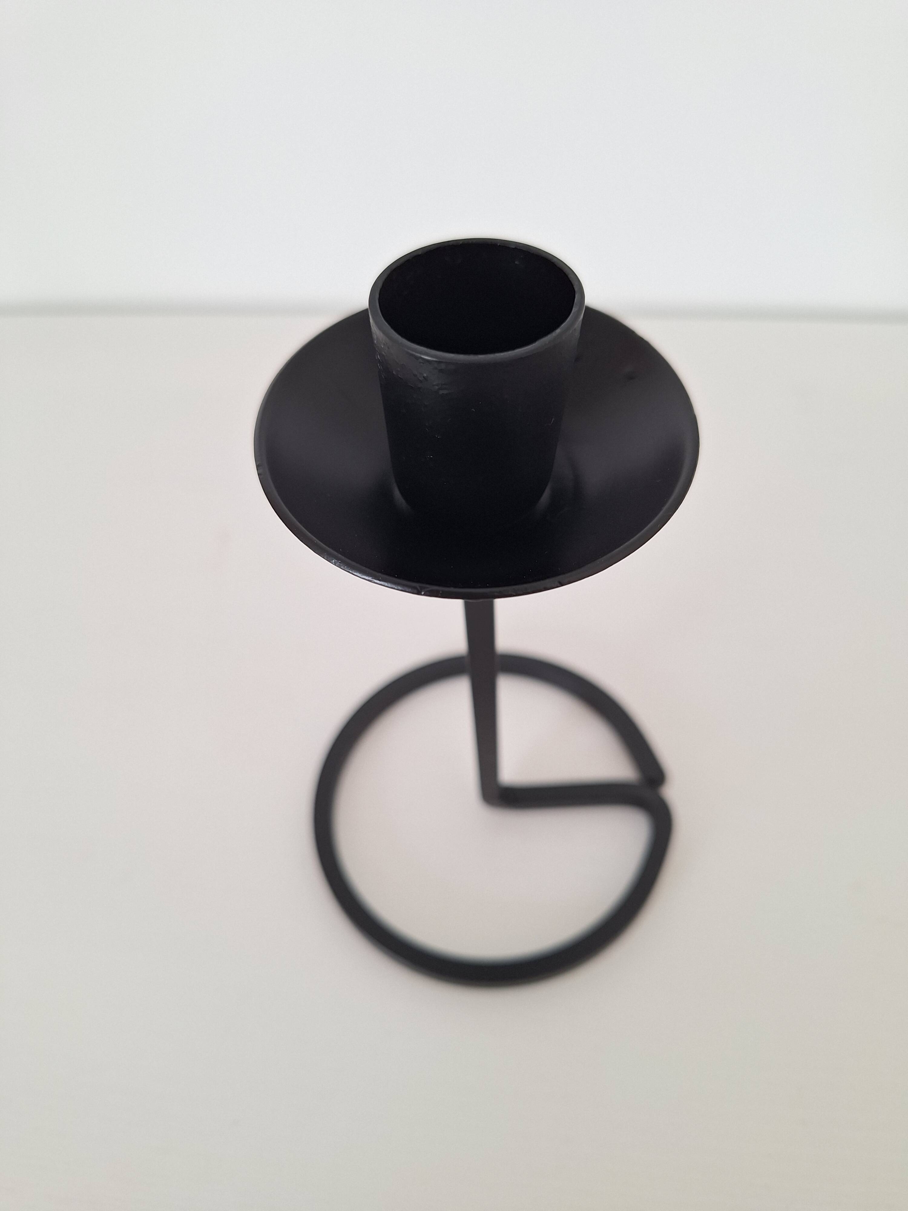 Black wrought iron candlestick