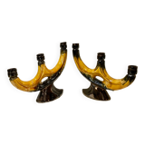 Pair of Vallauris ceramic candlesticks